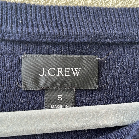 J.Crew Navy Blue Textured Lightweight Crewneck Cotton Sweater - Picture 3 of 4